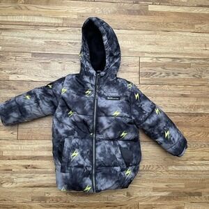Ixtreme Toddler Boy Tie Dye Lightning Bolt Printed Hooded Puffer Jacket‎ Size 3T